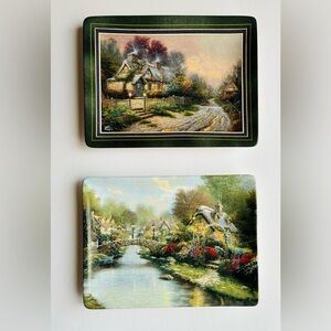 THOMAS KINCADE “Teacup Cottage” & “Lamplight Bridge” Decorative Plates, Lot of 2